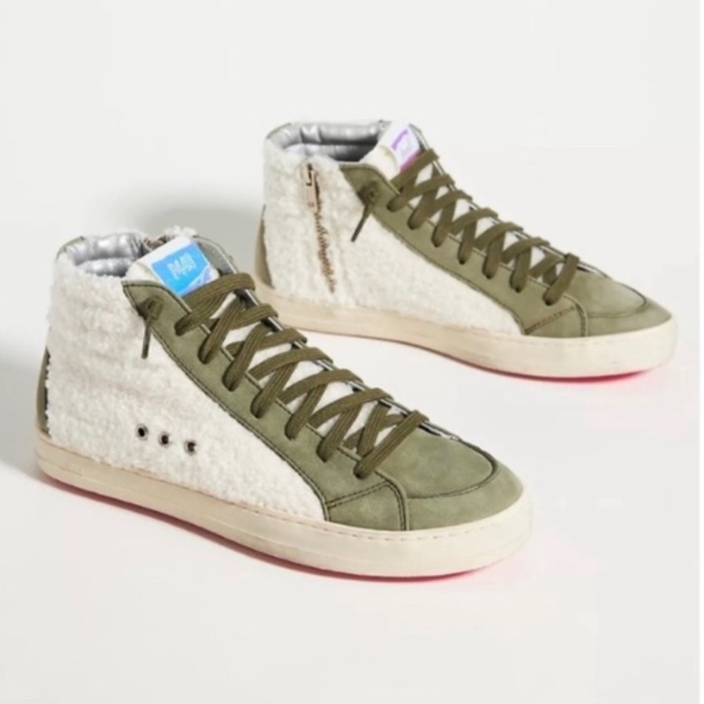 Anthropologie x P448 Skate High-Top Nubuck Sherpa Sneakers $325 Size 37/US 7